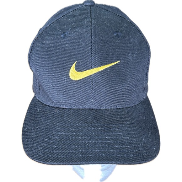 Vintage NIKE OS SnapBack BaseBall Cap Black Mesh Hat - Picture 1 of 5